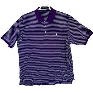 Polo Golf Ralph Lauren Striped Polo Shirt Pima Cotton Purple XL M1181